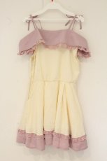 画像4: Penderie / リボンカラーノースリーブワンピース  アイボリー×ピンク O-26-07-28-087-LO-OP-IG-OS (4)