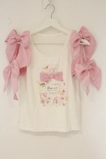 画像1: LIZ LISA / パフュームプリントオフショルリボンTシャツ  シロ×ピンク O-26-07-28-012-LO-TO-IG-OS (1)