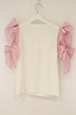 画像4: LIZ LISA / パフュームプリントオフショルリボンTシャツ  シロ×ピンク O-26-07-28-012-LO-TO-IG-OS (4)