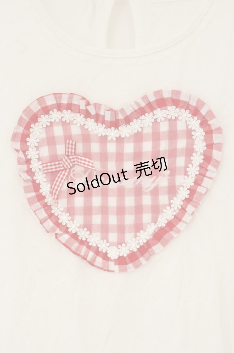 画像2: LIZ LISA / ハートギンガムパフTシャツ  シロ×アカ O-26-07-28-014-LO-TO-IG-OS (2)