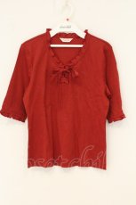 画像1: INGEBORG / ロゴリボンレースアップTシャツ S アカ O-26-07-30-028-LO-TO-IG-OS (1)