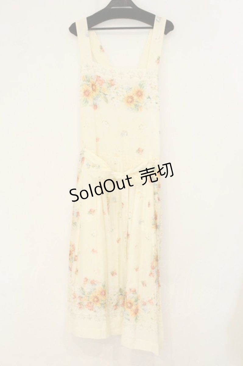 画像1: Jane Marple Dans Le Salon / Sunflowers apron dress　ワンピース M アイボリー O-26-07-30-033-JM-OP-IG-OS (1)