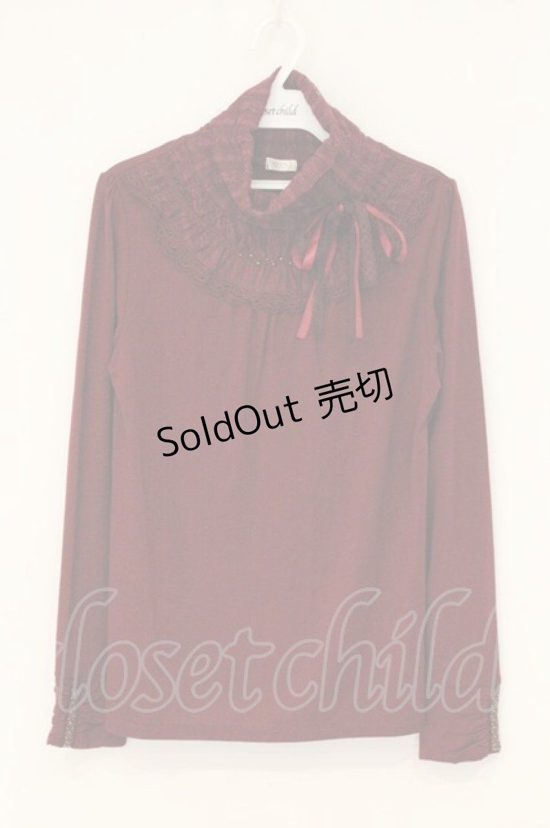 画像1: axes femme / レースネックインナーカットソー M ワイン O-26-07-30-041-AX-TO-IG-OS (1)