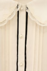 画像2: axes femme POETIQUE / フェイバリットカラーブラウス M オフシロ×クロ O-26-07-30-046-AX-BL-IG-OS (2)