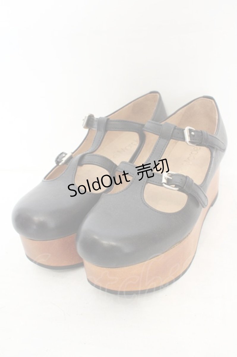 画像1: Jane Marple / ウッドソール2ストラップシューズ S(約23cm クロ O-26-07-31-051-JM-SH-IG-ZT0805N (1)