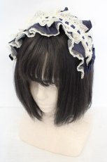 画像1: Pina sweetcollection / ヘッドドレス風カチューシャ  ネイビー×キナリ O-26-07-31-006-LO-AC-OW-OS (1)
