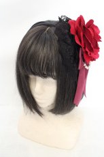 画像1: ATELIER PIERROT / 薔薇レースカチューシャ  ブラック×ワイン O-26-07-31-009-EL-ZA-OW-OS (1)