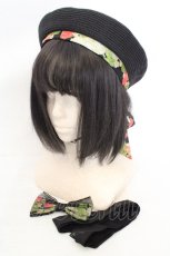 画像1: BAROQUE / Strawberry field’s Cats イチゴ畑の猫たちベレー  クロ O-26-07-31-013-LO-AC-OW-OS (1)