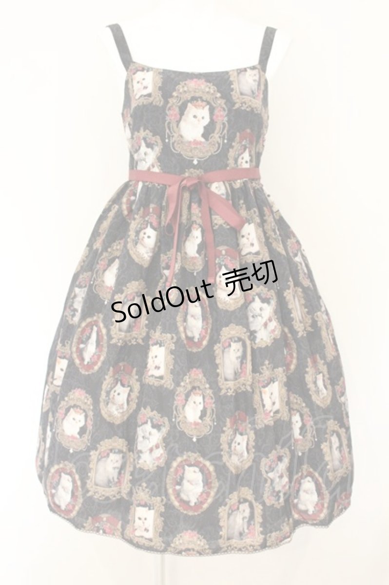 画像1: Enchantlic Enchantilly / 猫の王女達の肖像画ジャンパースカート  クロ O-26-08-01-1024-LO-OP-OW-OS (1)