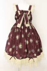 画像1: metamorphose / Vintage cameo ミディアムジャンパースカート  ワイン O-26-08-01-1026-ME-OP-OW-OS (1)