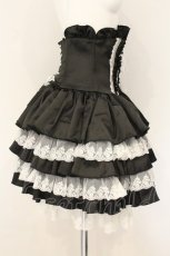 画像4: ATELIER PIERROT / ミニコルセットスカート  ブラック×ホワイト O-26-08-01-1040-EL-SK-OW-OS (4)