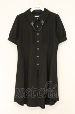 画像1: NIBBLE POISON / 襟金具ロング半袖ブラウス M クロ O-26-08-01-1054-LO-BL-OW-OS (1)