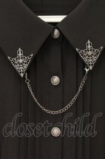 画像2: NIBBLE POISON / 襟金具ロング半袖ブラウス M クロ O-26-08-01-1054-LO-BL-OW-OS (2)