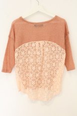 画像3: TRALALA / レース切り替えラメチェックニット  サーモンピンク O-26-08-01-1058-LO-TO-IG-OS (3)