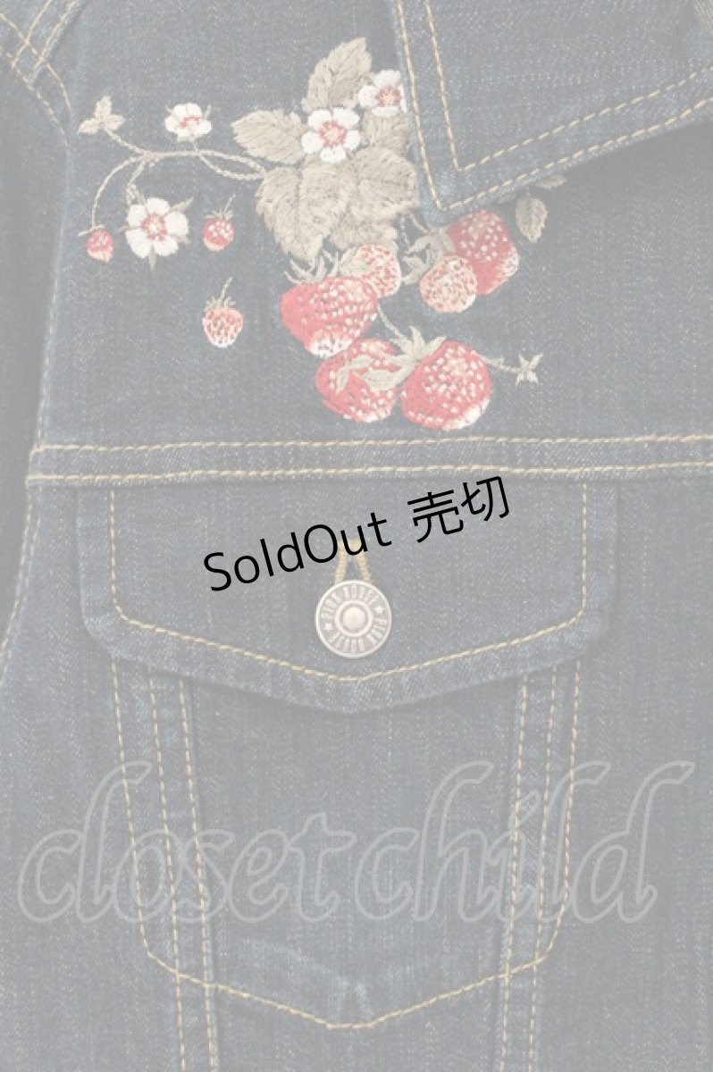画像2: PINK HOUSE / いちご刺繍デニムジャケット L インディゴ O-26-08-01-1010-LO-JA-OW-ZT494 (2)