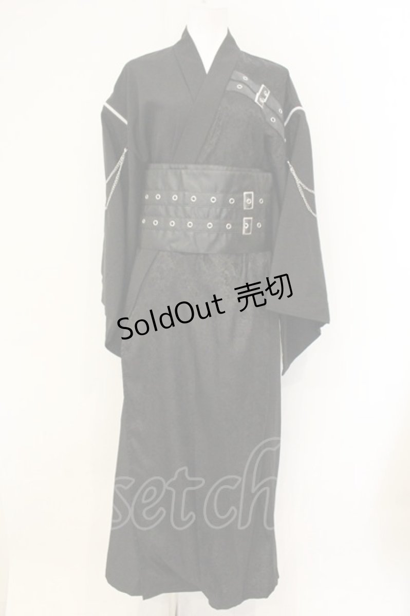 画像1: ACDC RAG / 囚鴉 KIMONO　着物セットアップ  ブラック O-26-08-01-1018-PU-OP-OW-OS (1)