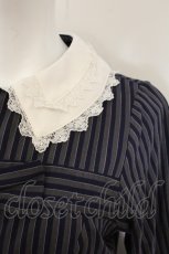 画像2: Melody BasKet / ダブルリボンレジメンタルストライプワンピース M ネイビー×グレー O-26-08-01-019-LO-OP-IG-OS (2)