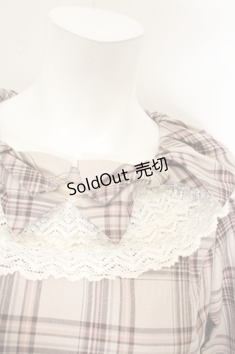 画像2: Melody BasKet / リボンとレースカラーのタータンチェックワンピース M ピンク O-26-08-01-020-LO-OP-IG-OS (2)