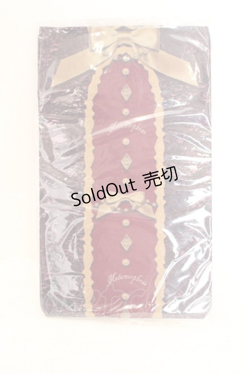 画像1: metamorphose / 編み上げリボン総レースプリントオーバーニー  えんじ O-26-08-02-040-ME-TO-IG-OS (1)