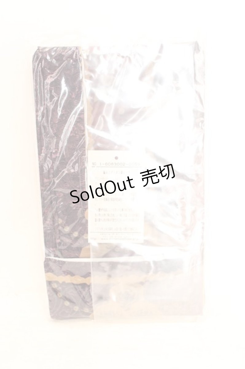 画像2: metamorphose / 編み上げリボン総レースプリントオーバーニー  えんじ O-26-08-02-040-ME-TO-IG-OS (2)