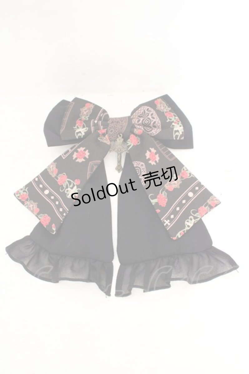 画像1: metamorphose / 薔薇の聖堂リボンクリップ  クロ O-26-08-02-053-ME-ZA-IG-OS (1)