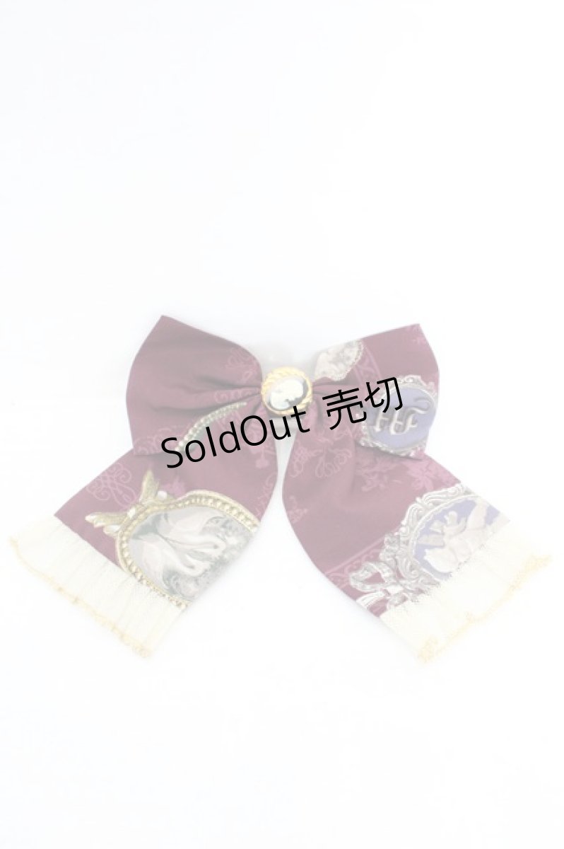 画像1: metamorphose / Vintage cameoリボンバレッタ  ワイン O-26-08-02-056-ME-ZA-IG-ZT639-F002 (1)