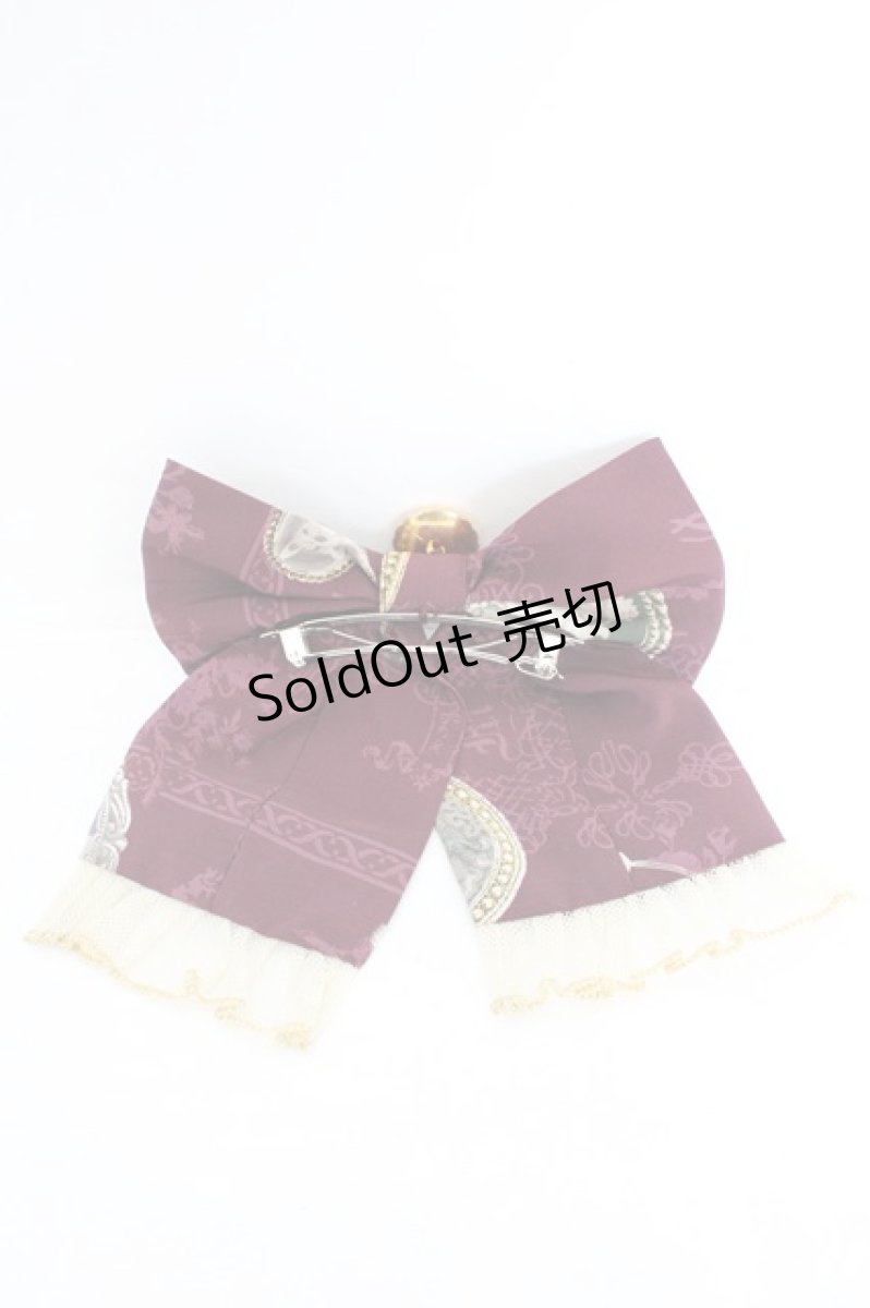 画像2: metamorphose / Vintage cameoリボンバレッタ  ワイン O-26-08-02-056-ME-ZA-IG-ZT639-F002 (2)