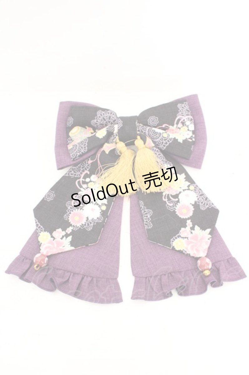 画像1: metamorphose / 花鹿の万華鏡リボンバレッタ  パープル O-26-08-02-060-ME-AC-IG-OS (1)