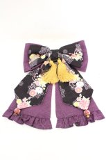 画像1: metamorphose / 花鹿の万華鏡リボンバレッタ  パープル O-26-08-02-060-ME-AC-IG-OS (1)