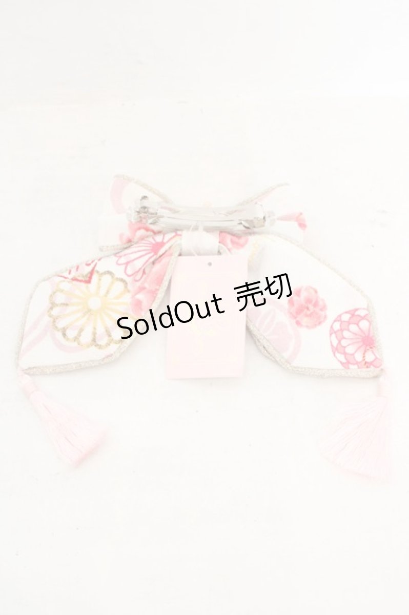 画像2: metamorphose / 花鳥風月〜乙女のはなごろも〜リボンバレッタ  白梅 O-26-08-02-064-ME-AC-IG-OS (2)