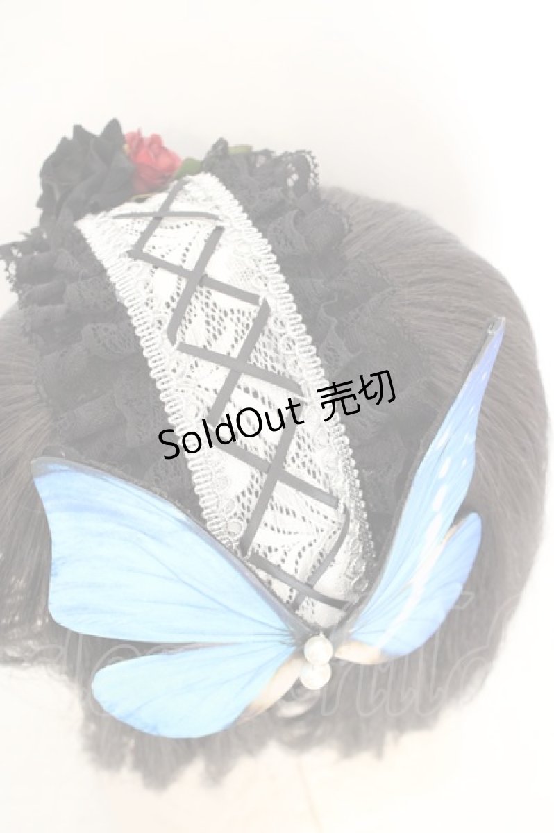 画像2: GothicHolic / 蝶々カチューシャ  ブラック×ブルー O-26-08-02-006-LO-AC-OW-OS (2)