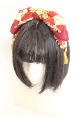 画像1: metamorphose / 百花繚乱〜まほろばの舞〜リボンカチューシャ  ワイン O-26-08-02-068-ME-AC-IG-OS (1)