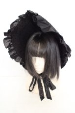 画像1: Henrietta / Victorian Doll ボンネット  クロ O-26-08-02-007-LO-AC-OW-OS (1)