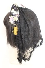 画像2: metamorphose / 花鹿の万華鏡ミニヴェール付リボンカチューシャ  クロ O-26-08-02-075-ME-AC-IG-OS (2)