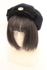 画像1: m petit by misako / AMモチーフリボンベレー帽 57.5cm クロ O-26-08-02-1001-LO-AC-OW-OS (1)