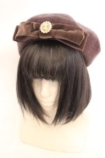 画像1: m petit by misako / AMモチーフリボンベレー帽 57.5cm ブラウン O-26-08-02-1005-LO-AC-OW-OS (1)