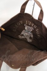 画像3: WONDERFUL WORLD / くま刺繍キャンバスバッグ  ブラウン O-26-08-02-1046-LO-BG-IG-OS (3)