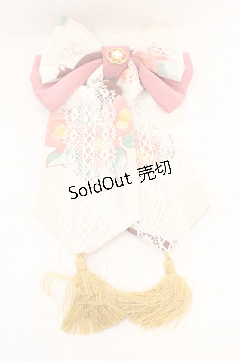 画像1: metamorphose / 椿爛漫〜ねこのかくれんぼ〜リボンクリップ  ピンク系 O-26-08-02-1054-ME-AC-OW-OS (1)