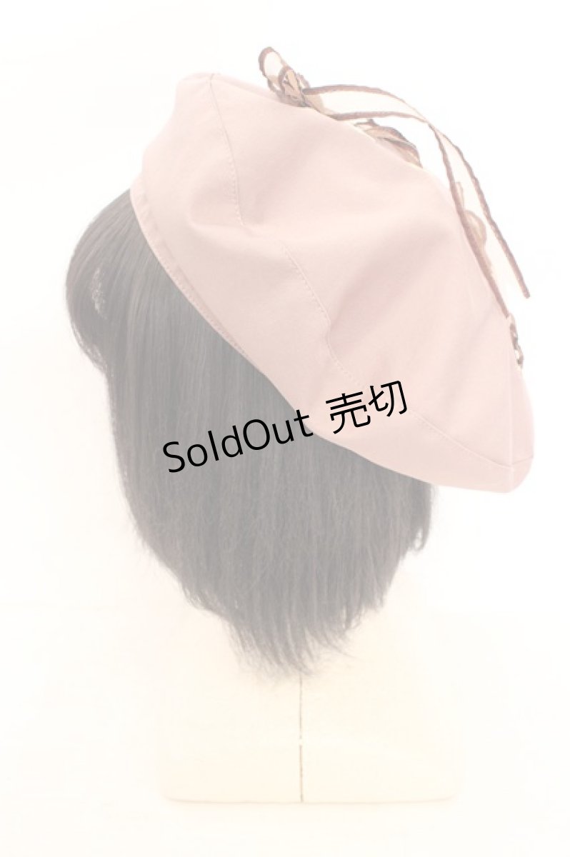 画像2: axes femme POETIQUE / レースアップリボンベレー帽 57.5cm ピンク O-26-08-02-1006-AX-AC-OW-ZT727 (2)