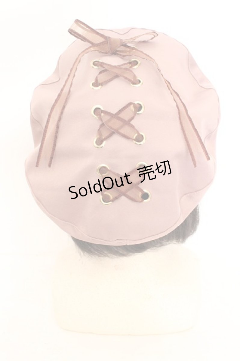 画像3: axes femme POETIQUE / レースアップリボンベレー帽 57.5cm ピンク O-26-08-02-1006-AX-AC-OW-ZT727 (3)