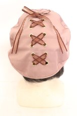 画像3: axes femme POETIQUE / レースアップリボンベレー帽 57.5cm ピンク O-26-08-02-1006-AX-AC-OW-OS (3)