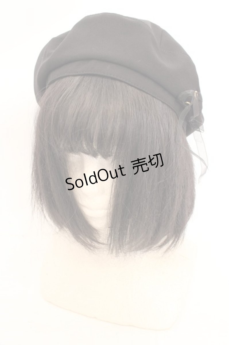 画像1: axes femme / オーガンジーレースアップベレー帽 57.5cm クロ O-26-08-02-1003-AX-AC-OW-ZT727 (1)