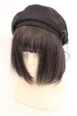 画像1: axes femme / オーガンジーレースアップベレー帽 57.5cm クロ O-26-08-02-1003-AX-AC-OW-OS (1)