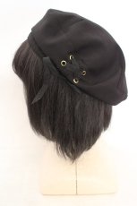 画像2: axes femme / オーガンジーレースアップベレー帽 57.5cm クロ O-26-08-02-1003-AX-AC-OW-OS (2)