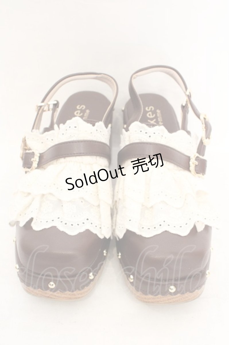 画像2: axes femme / ベルト使いレースフリルサボ M ブラウン O-26-08-02-1025-AX-SH-OW-OS (2)