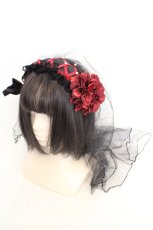 画像1: Ruha Garden / ベールヘッドドレス　カチューシャ  ブラック×レッド O-26-08-02-003-GO-AC-OW-OS (1)