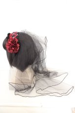 画像3: Ruha Garden / ベールヘッドドレス　カチューシャ  ブラック×レッド O-26-08-02-003-GO-AC-OW-OS (3)