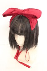 画像1: metamorphose / 無地リボンヘッドドレス  エンジ O-26-08-02-004-ME-AC-OW-OS (1)