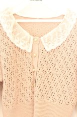 画像2: axes femme POETIQUE / レースフリル襟ニットカーディガン M ピンク×シロ O-26-08-03-033-AX-TO-IG-OS (2)