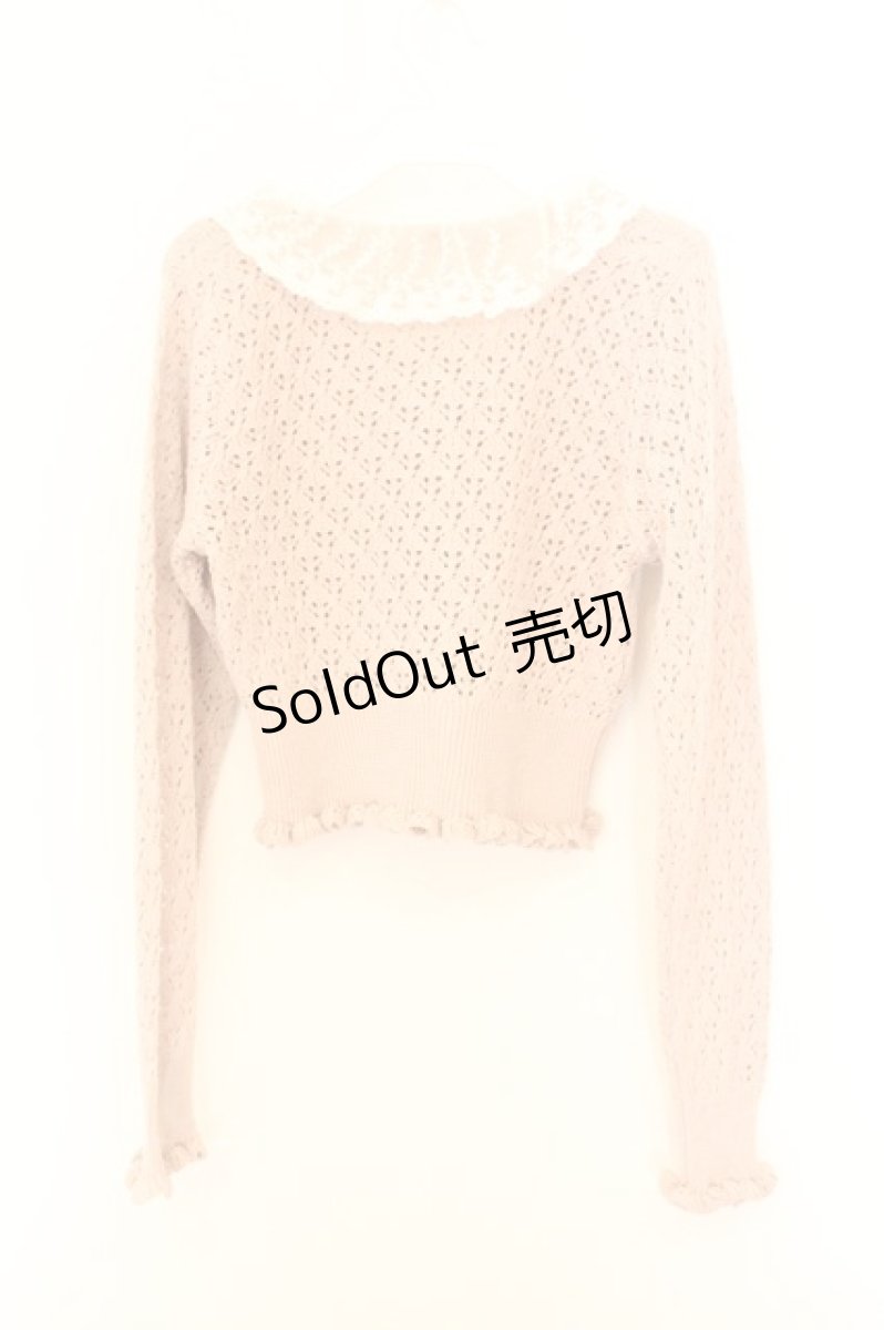 画像3: axes femme POETIQUE / レースフリル襟ニットカーディガン M ピンク×シロ O-26-08-03-033-AX-TO-IG-OS (3)